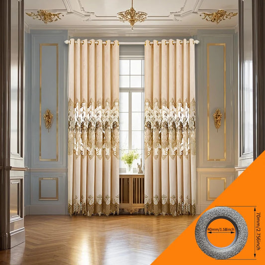 2pcs European high-end embroidered curtain