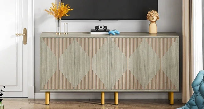 59" Tribesigns Modern Natural Storage Cabinet; Freestanding Floor Cabinet - Loft&Timber