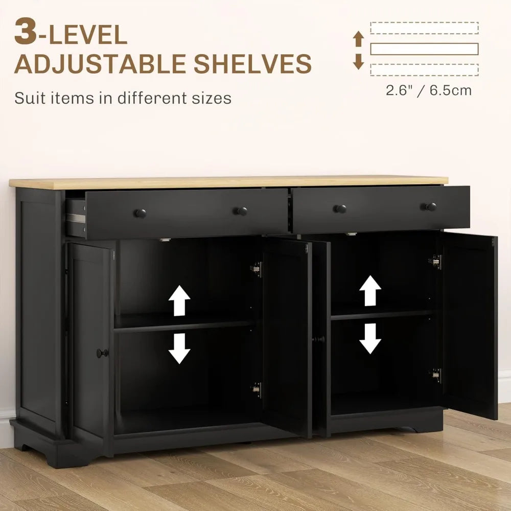 55" Modern Sideboard Buffet with 2 Doors, 2 Drawers, & 2 Shelves - Loft&Timber