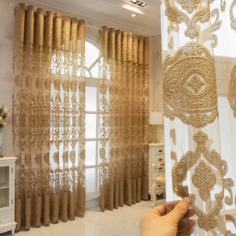 Modern Minimalist Jacquard Golden Sheer Curtains - Loft&Timber