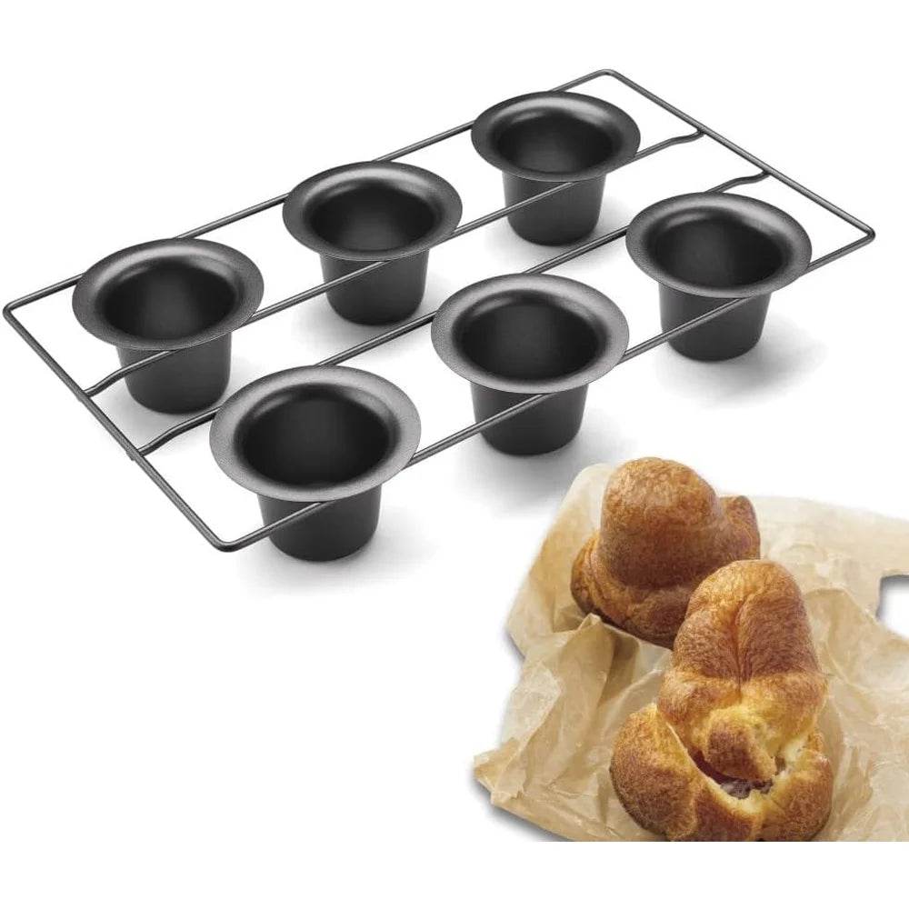 Heavy Duty 6 Cup Popover Pan Non Stick Steel Construction Tapered Cups - Loft&Timber