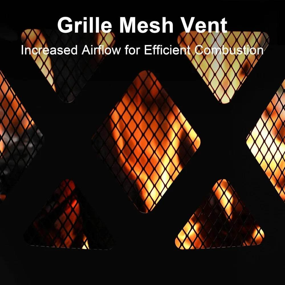 Fire Pit with Poker, 32 inch Outdoor Fire Pit Patio, Wood Burning Firepits for Outside with Grill - Loft&Timber