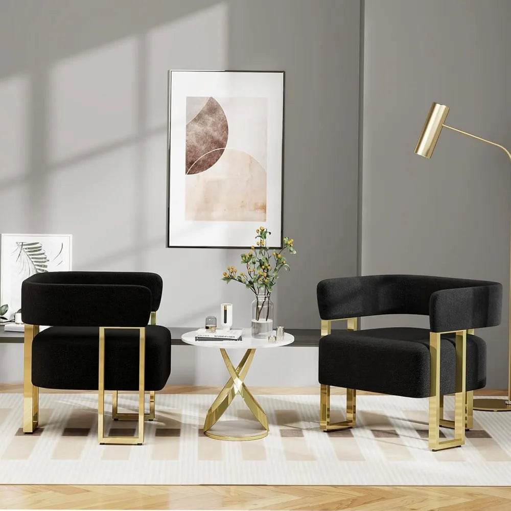 Modern Black and Gold Accent Chair Set of 2 - Loft&Timber