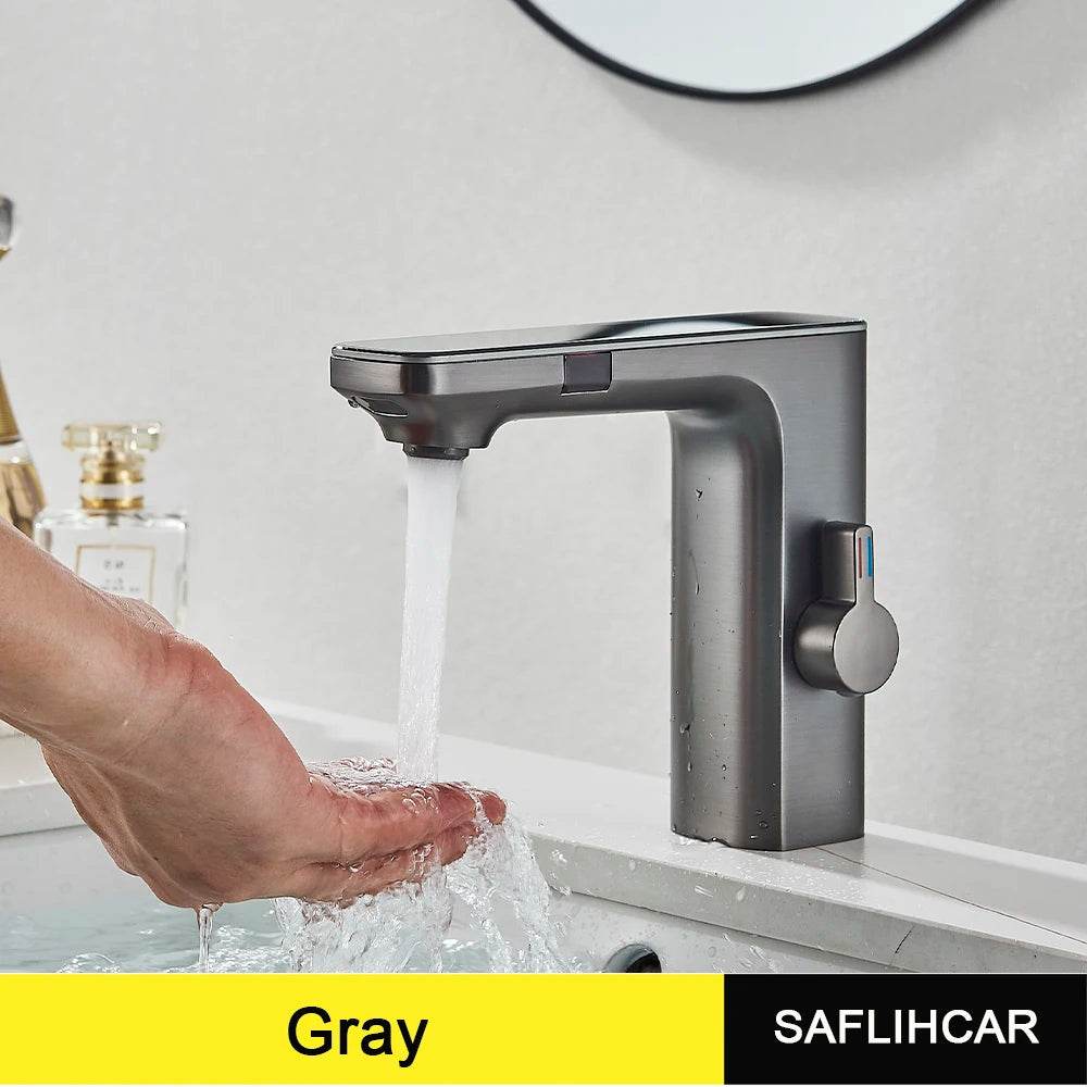 White Smart Daul Sensor Bathroom Basin Faucet - Loft&Timber