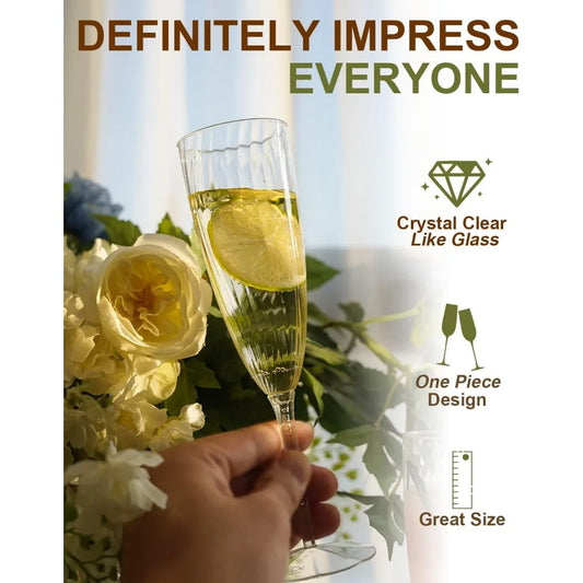 Plastic Champagne Flutes, 36 PCS Clear Disposable Wine Glasses Reusable Plastic Cocktail Cups