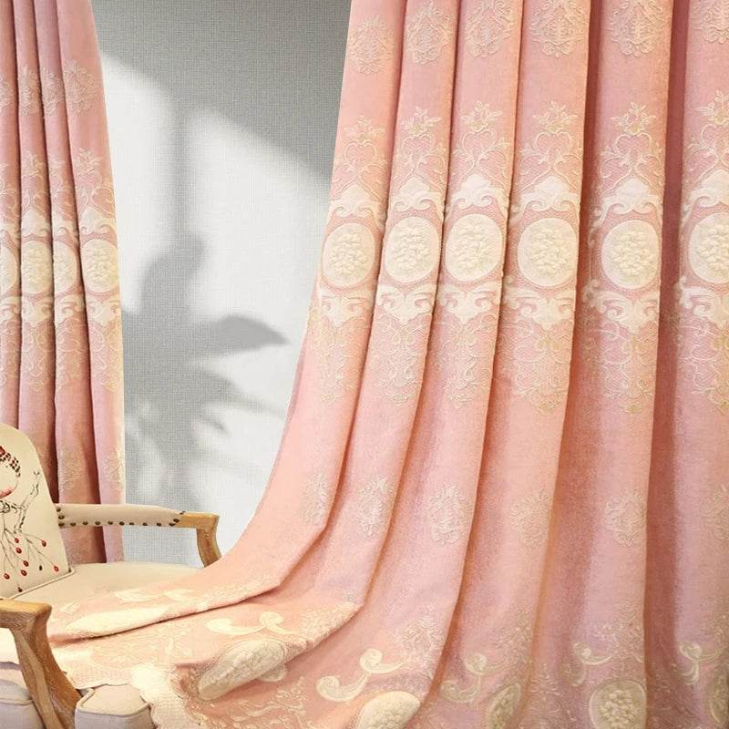 2pcs Embroidered curtain fabric Luxurious embroidered chenille curtain, without valance - Loft&Timber
