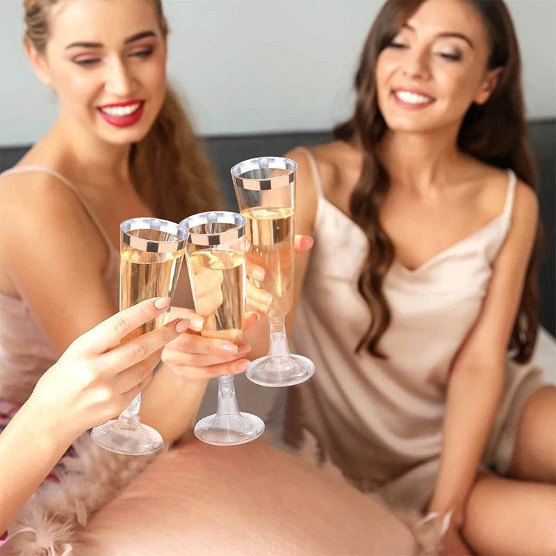 5pcs 5OZ Champagne Cup Disposable Plastic Flutes - Loft&Timber