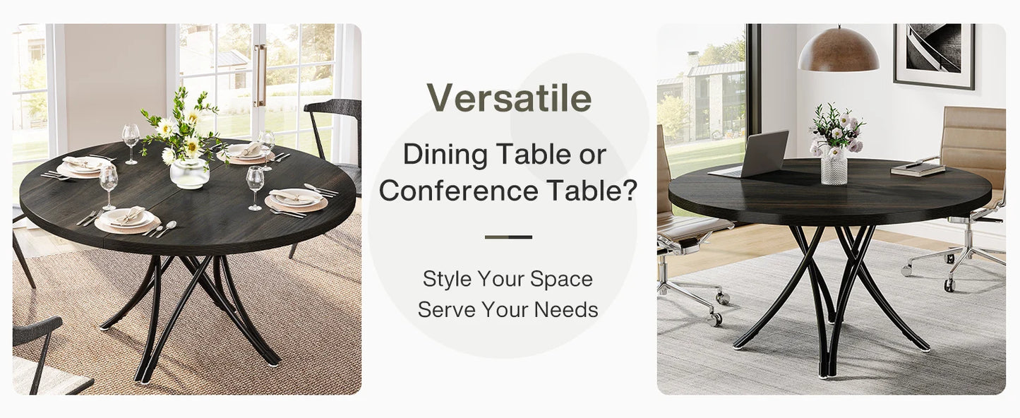 Tribesigns Round Dining Table for 4-6 People, 47" - Loft&Timber