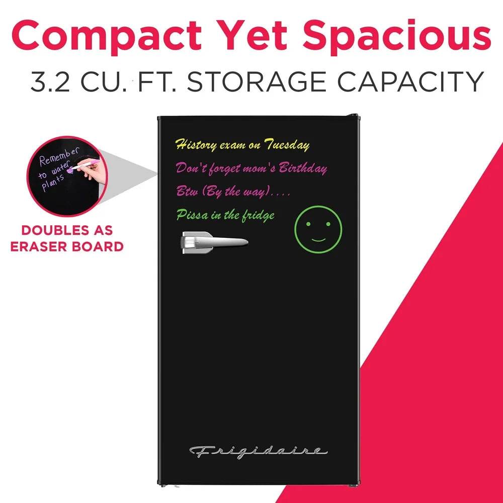 Retro Compact Refrigerator 3.2 Cu Ft Dry Erase Mini Fridge with Adjustable Shelves - Loft&Timber