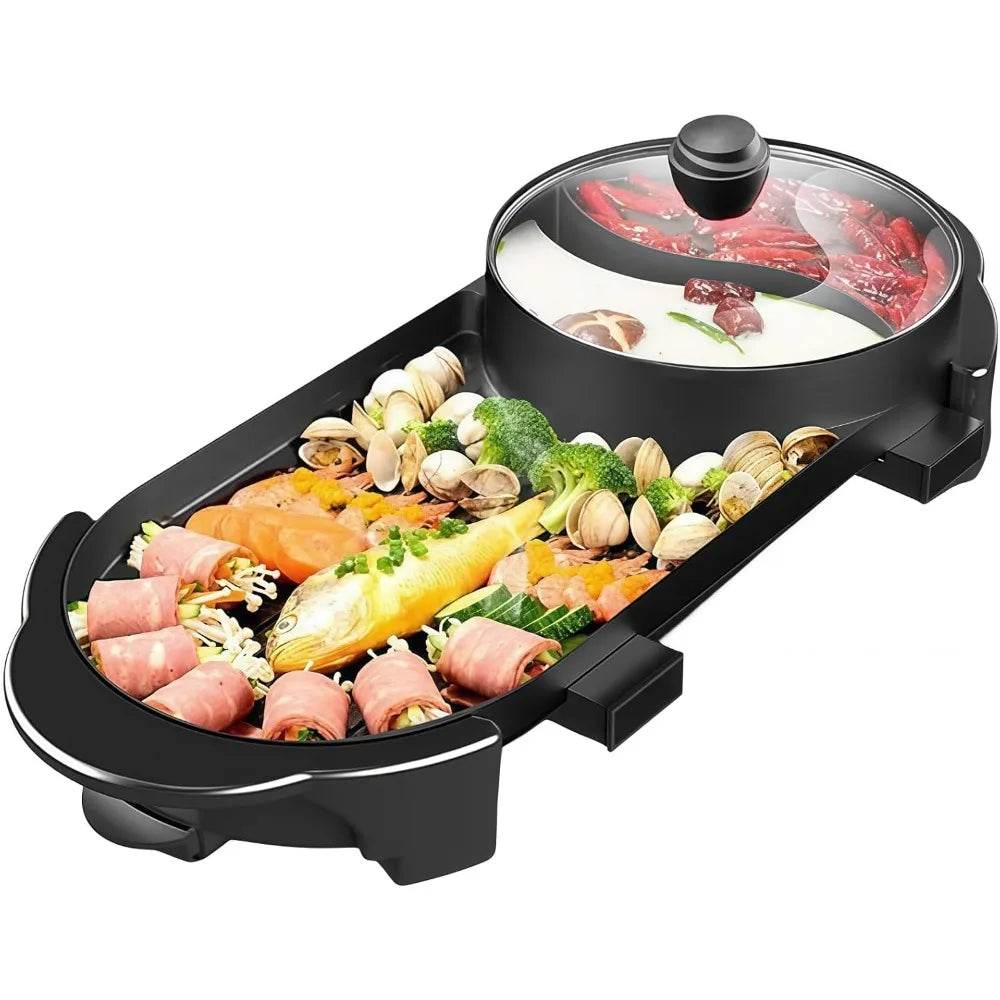 Indoor Electric Hot Pot and Korean Grill Combo with Divider - Loft&Timber