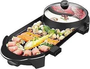 Indoor Electric Hot Pot and Korean Grill Combo with Divider - Loft&Timber