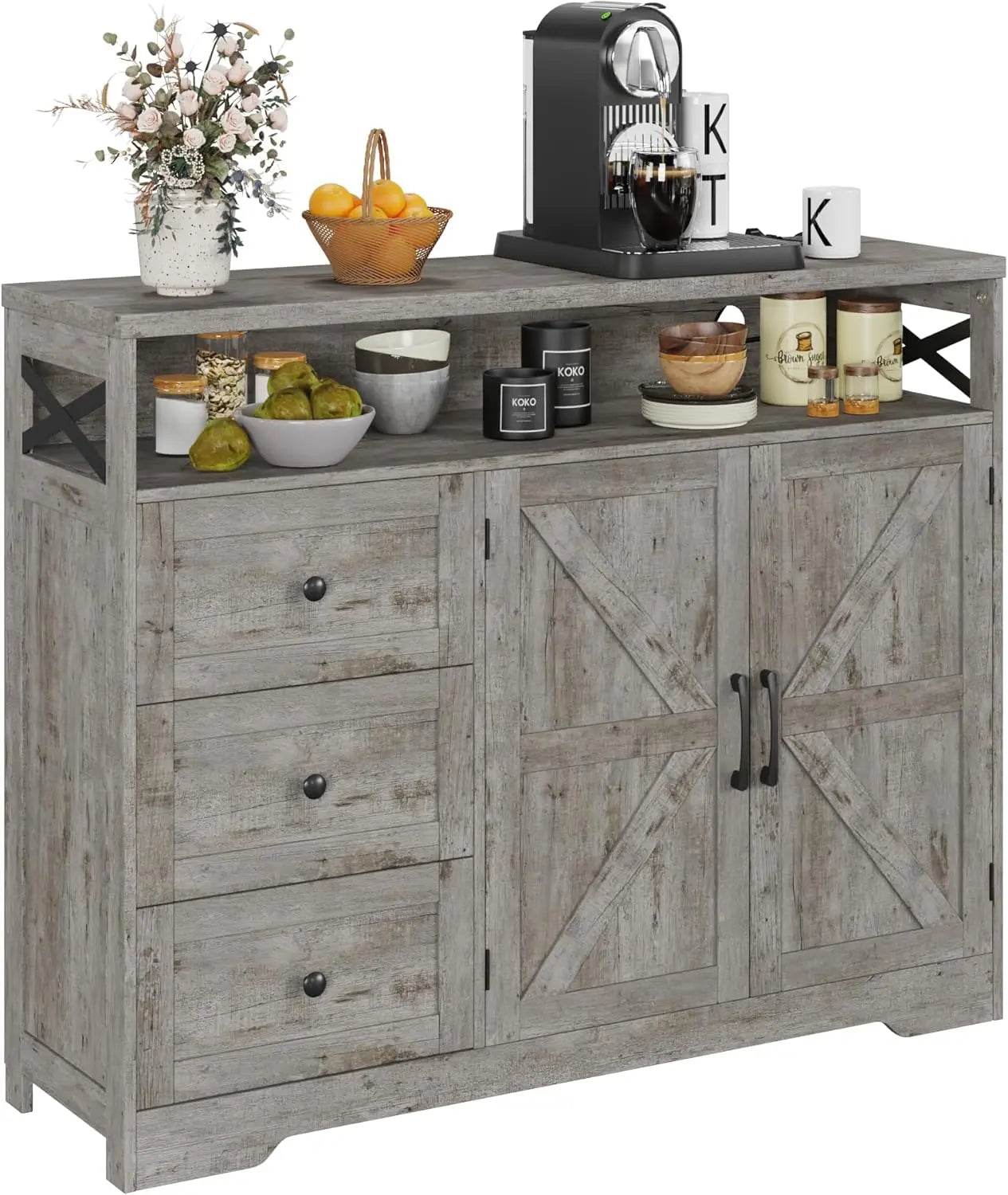 Vabches Buffet Cabinet Wooden Sideboard - Loft&Timber