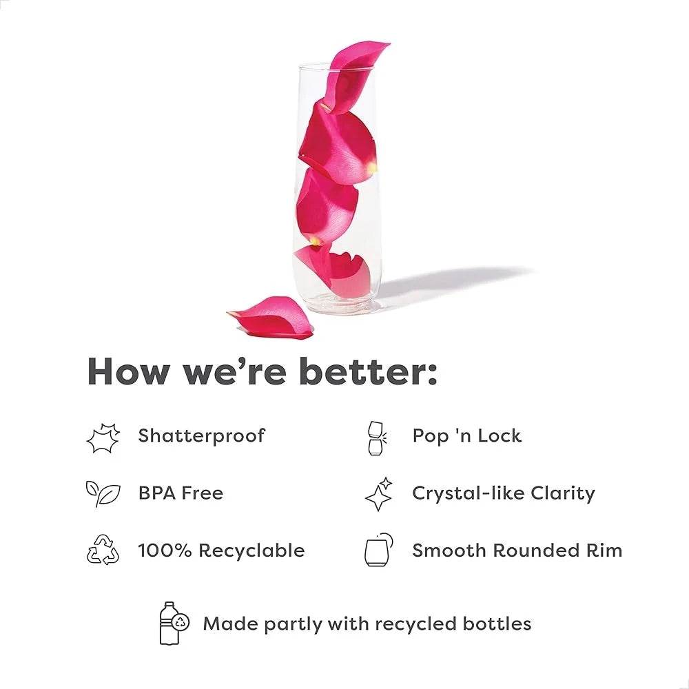 Premium Quality 9oz Unbreakable Plastic Champagne Glasses 12 Count - Loft&Timber