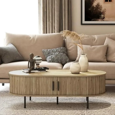 47" Mid Century Modern Coffee Tables with Slatted Door - Loft&Timber