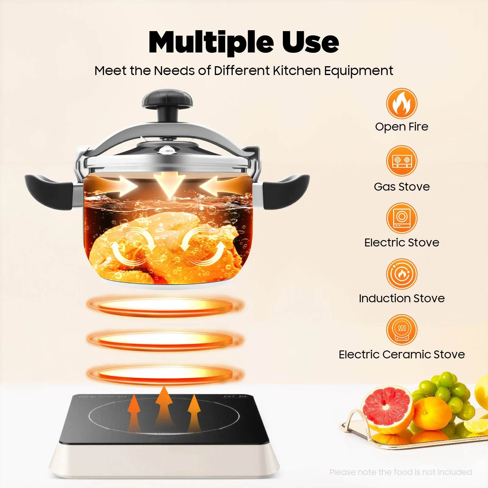 7.4Qt Stainless Steel Pressure Cooker - Loft&Timber