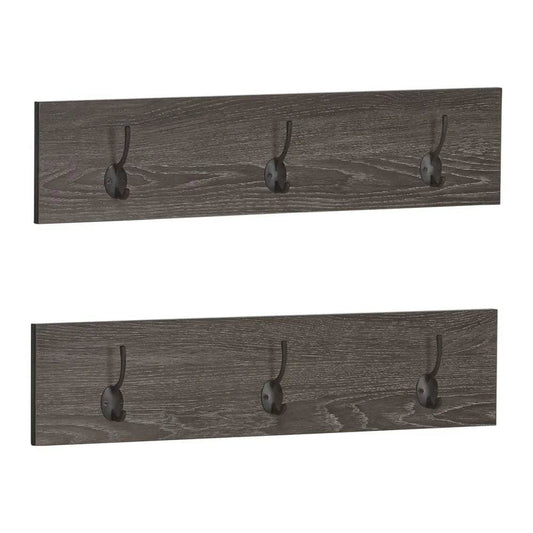 2pc Wall Mount Coat Rack Organizer Weathered Woodgrain - Loft&Timber