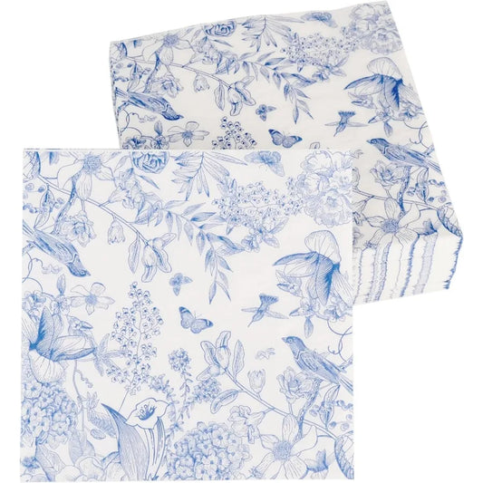 60 Pack Blue Floral Paper napkins Decorative and Disposable