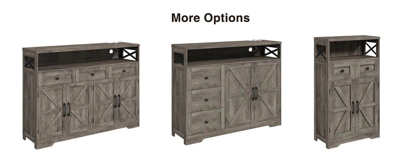 Vabches Sideboard Buffet Cabinet with Drawers & Charging Station - Loft&Timber