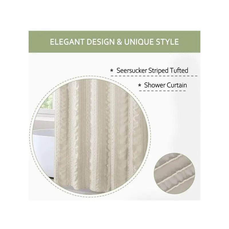 Striped Tufted Shower Curtain, 72x72 Inch - Loft&Timber