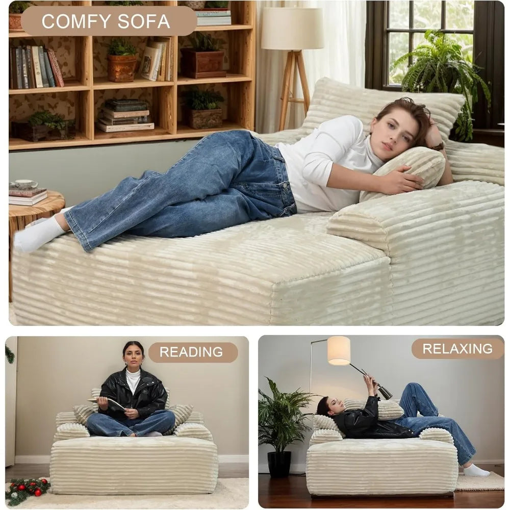 67" Oversized Chaise Lounge Reading Chair - Loft&Timber