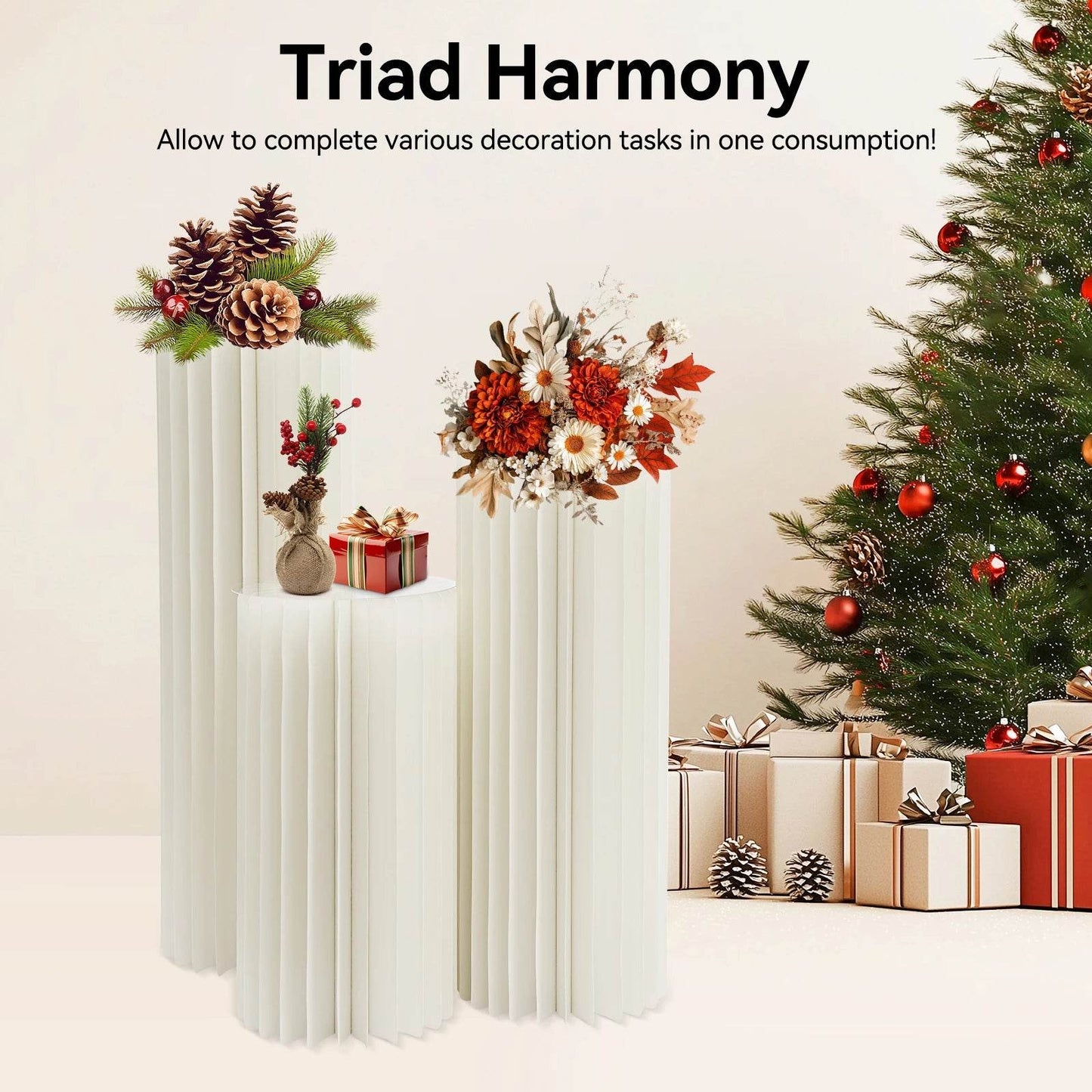 3-Tier Cardboard Centerpiece Stands, 60cm 80cm 100cm - Loft&Timber