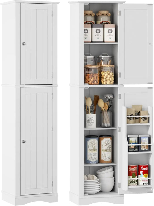 Tall Bathroom Storage Cabinet, 64" Slim Pantry with Door Storage - Loft&Timber
