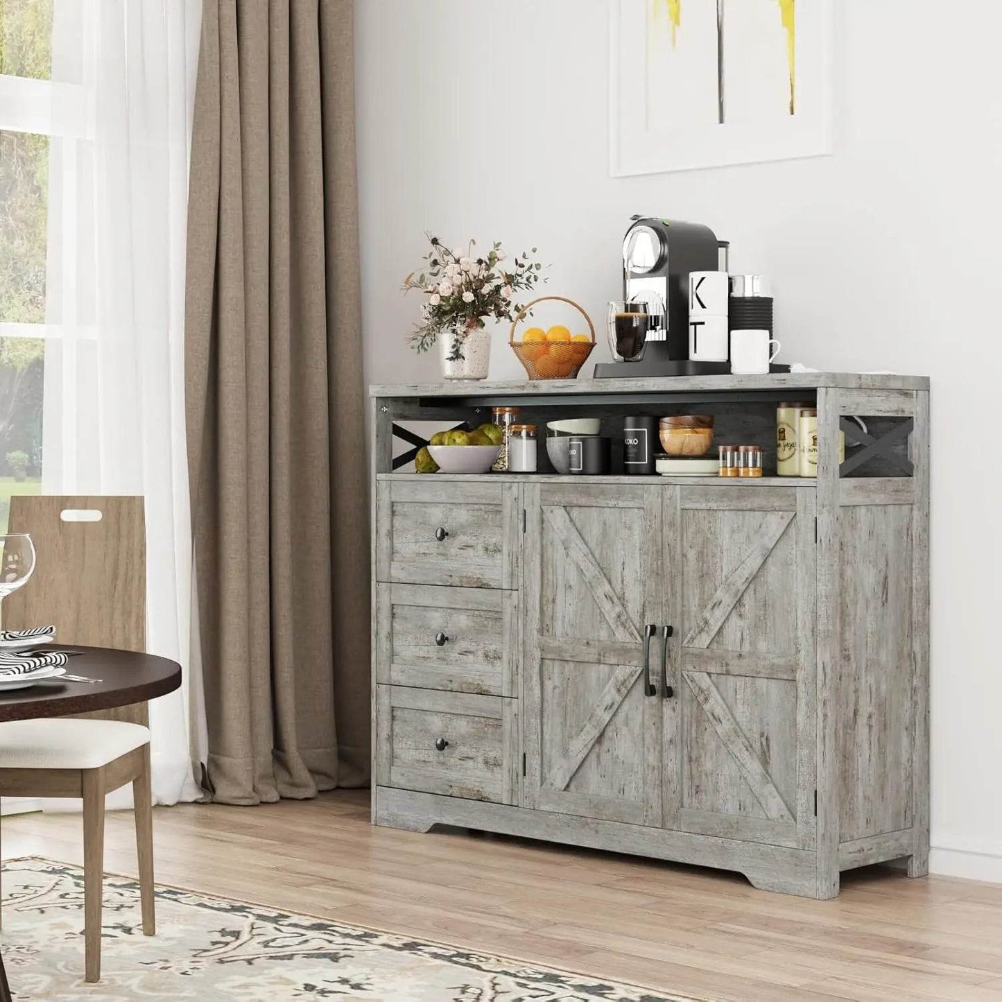 Vabches Buffet Cabinet Wooden Sideboard - Loft&Timber