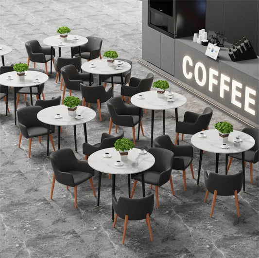 Modern Round Kitchen Dining Table Marble Top 80cm Diameter - Loft&Timber