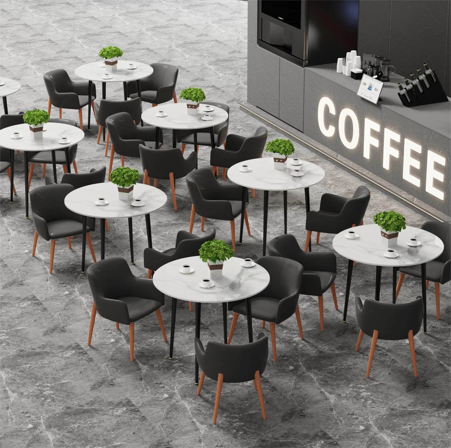 Modern Round Kitchen Dining Table Marble Top 80cm Diameter - Loft&Timber