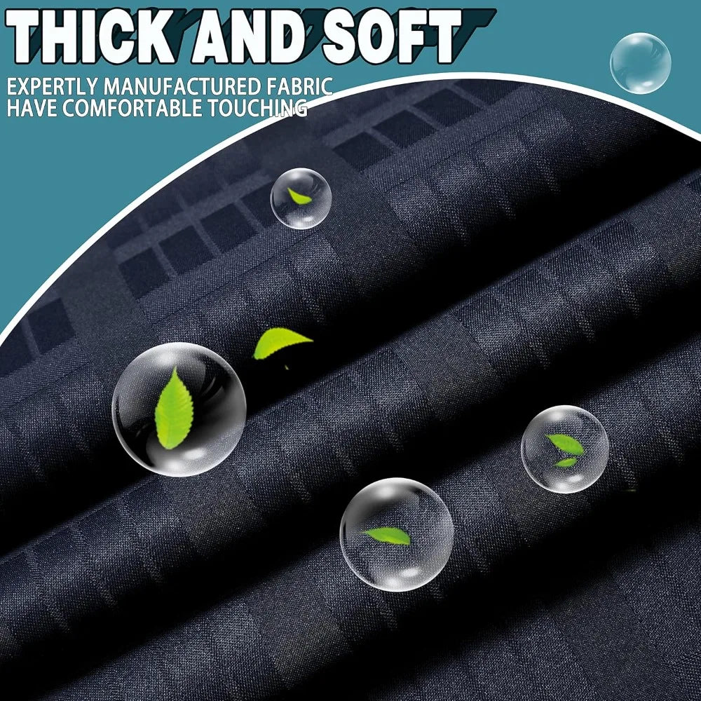 extra wide no hook shower curtain with snap in liner set, 108" x 74" hotel luxury black shower curtains