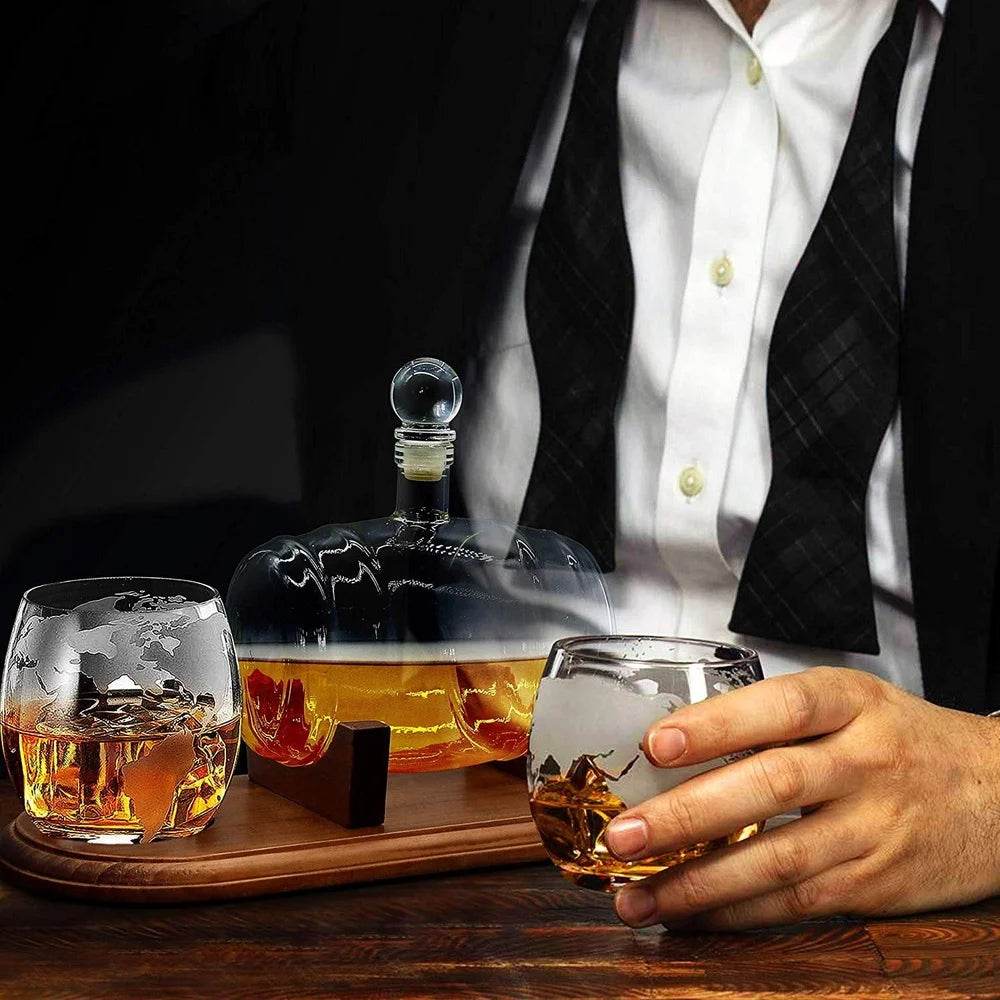 Home Bar Glass Whiskey Decanter Aerator Set with 2 Whiskey Glasses - Loft&Timber