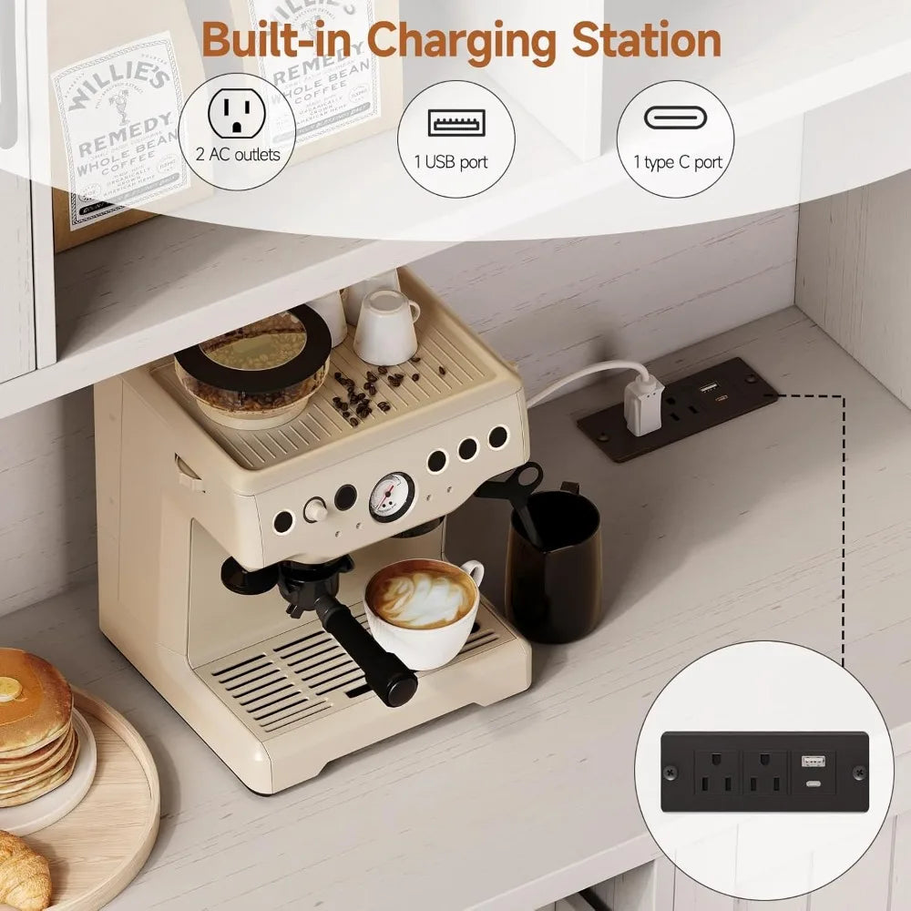 71" Pantry Cabinet With LED Light & Outlet - Loft&Timber