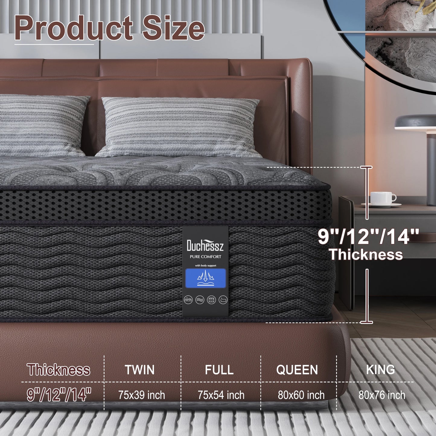 9"12"14" Twin Full Queen King Size Mattress in a Box Hybrid Spring Memory Foam