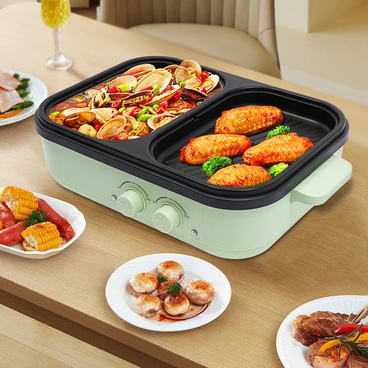 2-In-1 Electric Green Hot Pot,110V