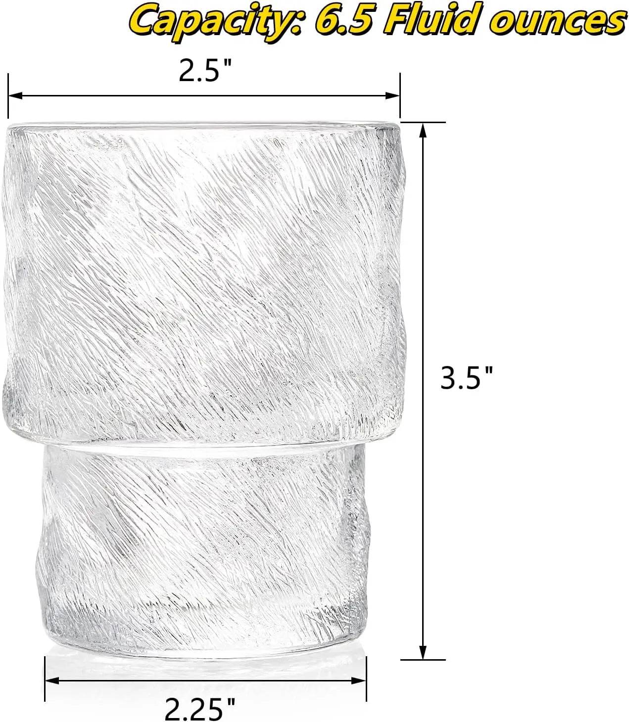 8 Pack Stackable Drinking Glasses, 6.5 OZ Romantic Lowball Cocktail Glasses - Loft&Timber