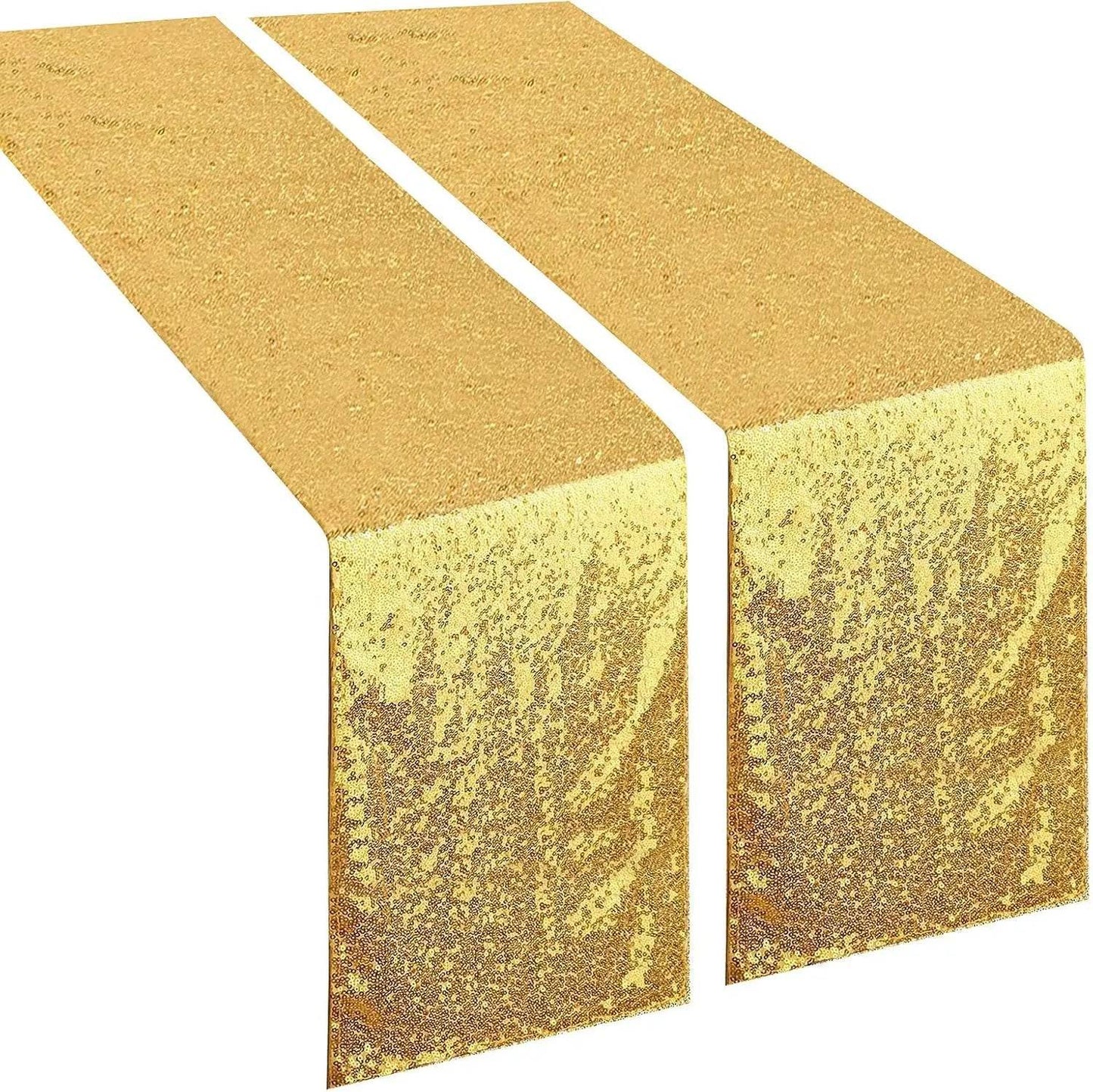 Gold Sequin Table Runners 12 x 72 inch, 16 Pack Glitter Fabrici - Loft&Timber