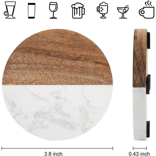 6 Packs Marble Wood Coasters - Loft&Timber