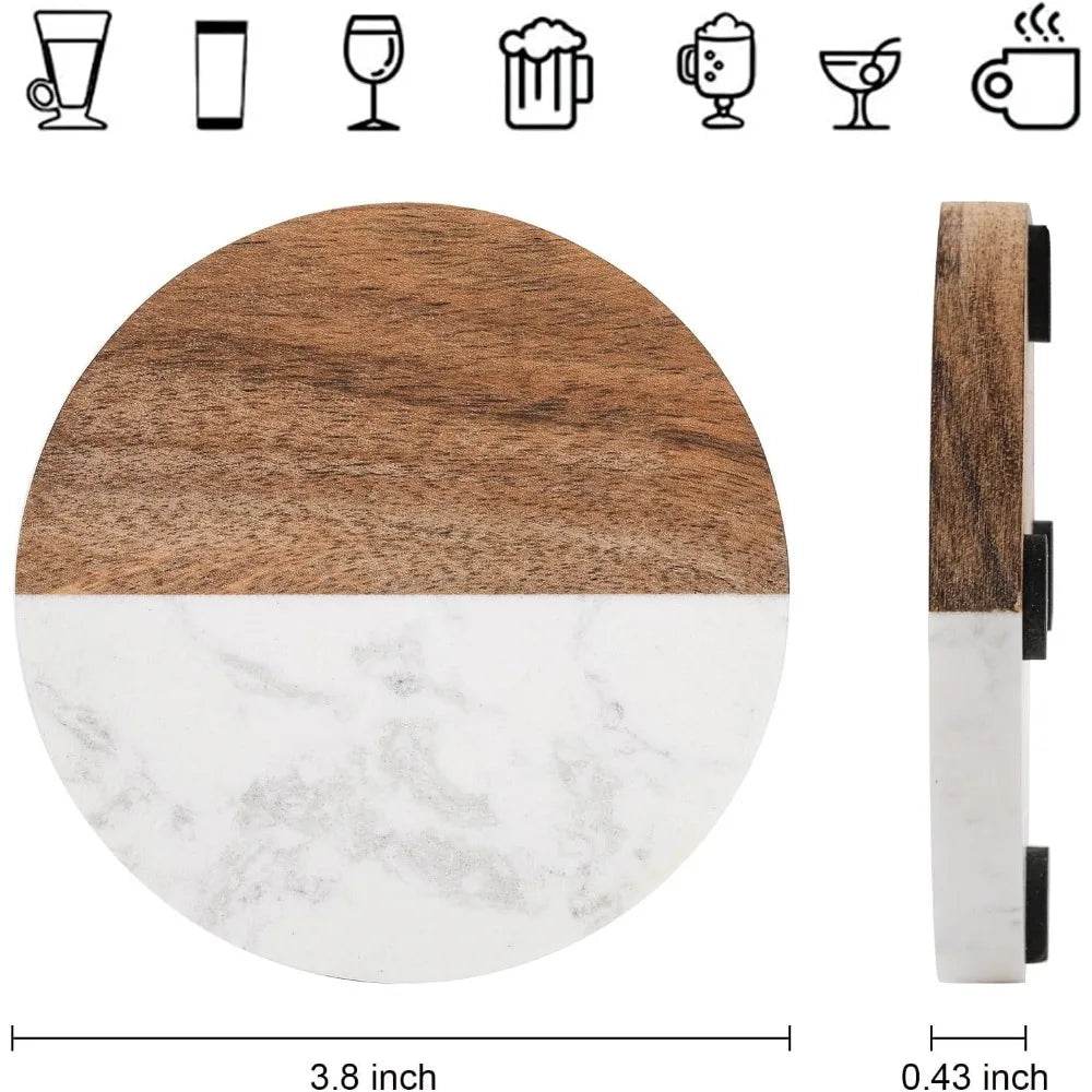 6 Packs Marble Wood Coasters - Loft&Timber