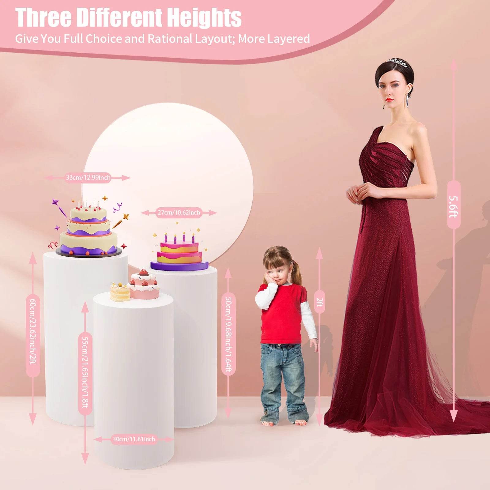 Set of 3 White Flower and Cake Vases - Loft&Timber