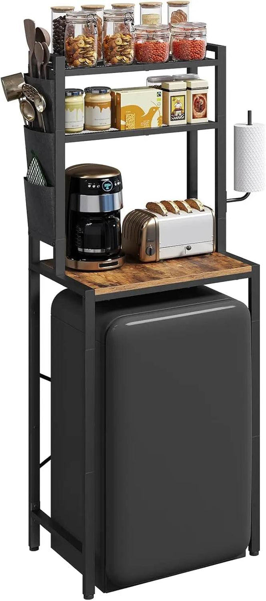 Bakers Rack with Mini Fridge Shelf, 3-Tier Microwave Stand, Coffee Bar Station with Paper Holder - Loft&Timber