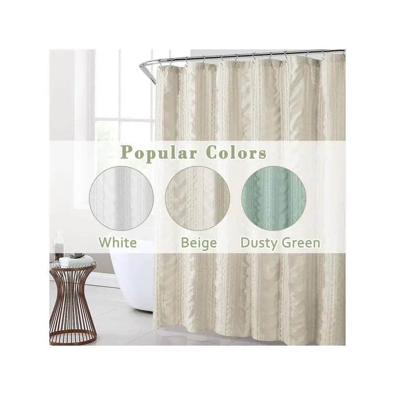 Striped Tufted Shower Curtain, 72x72 Inch - Loft&Timber