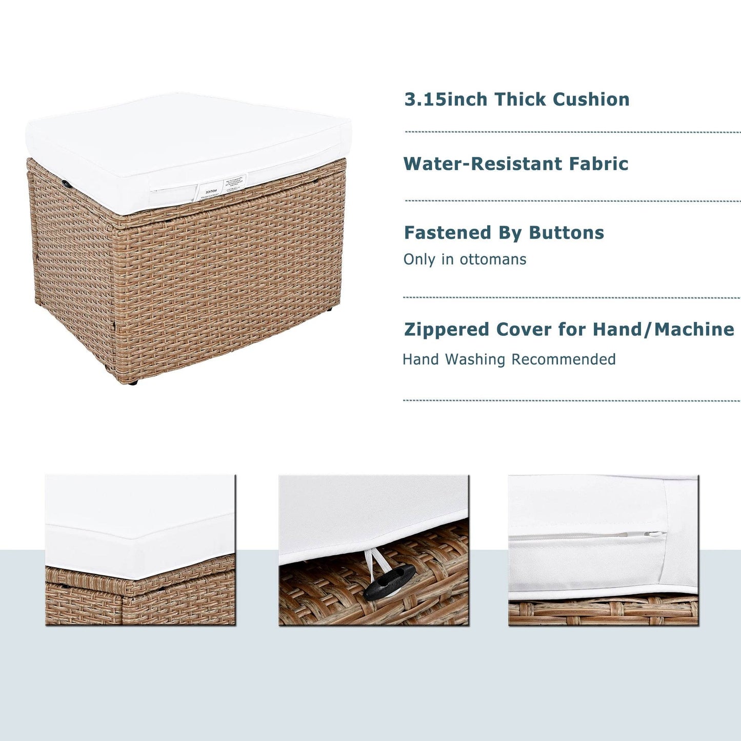 10-Piece Outdoor Sectional Rattan Sofa Set, White - Loft&Timber