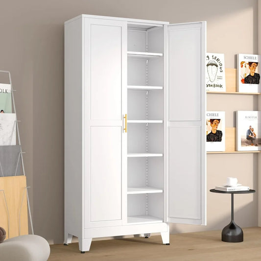 75" Metal Pantry Cabinet with 2 Doors and 5 Adjustable Shelves - Loft&Timber