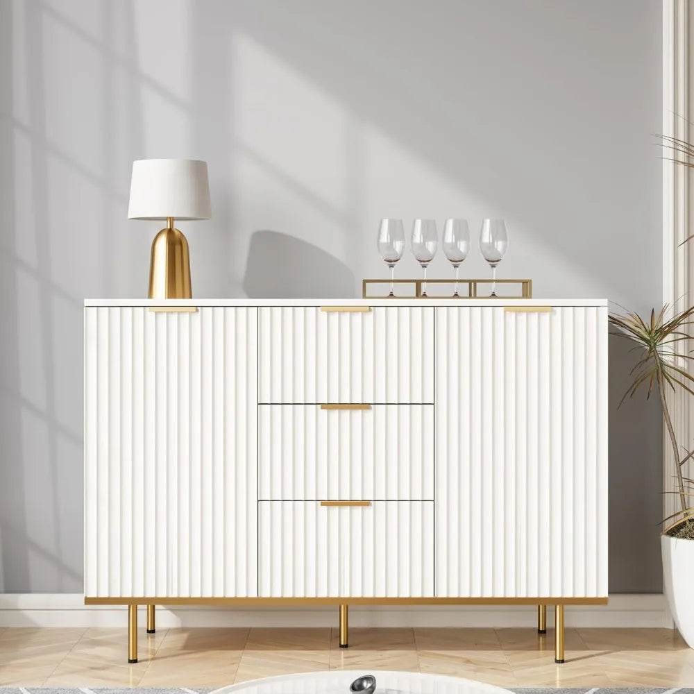 Fluted Sideboard Cabinet, 2 Door & 3 Drawer Design - Loft&Timber
