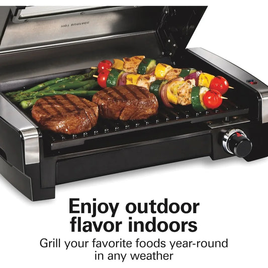 Hamilton Beach Electric Indoor Searing Grill with Viewing Window & Adjustable Temperature Control to 450F