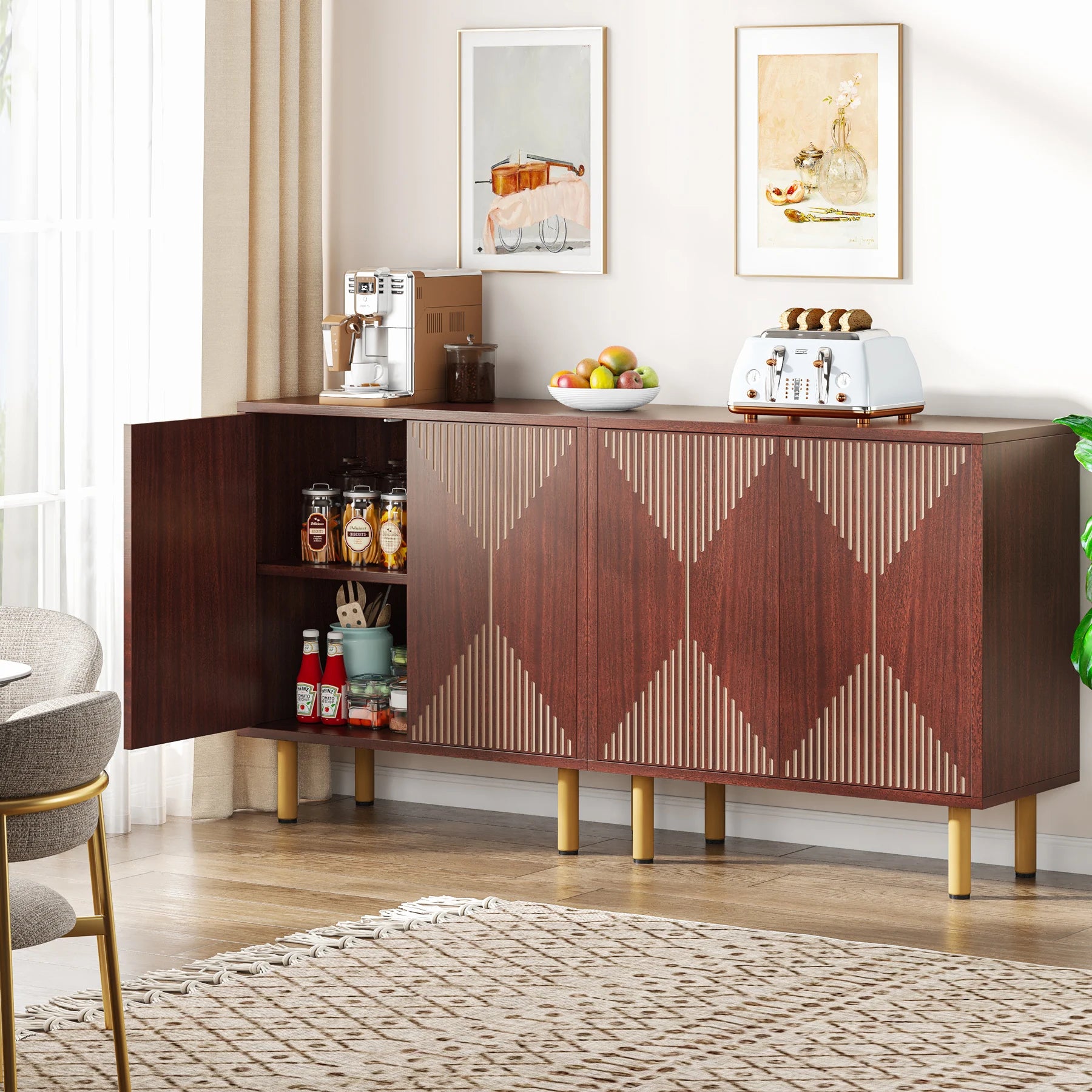 59" Tribesigns Modern Natural Storage Cabinet; Freestanding Floor Cabinet - Loft&Timber