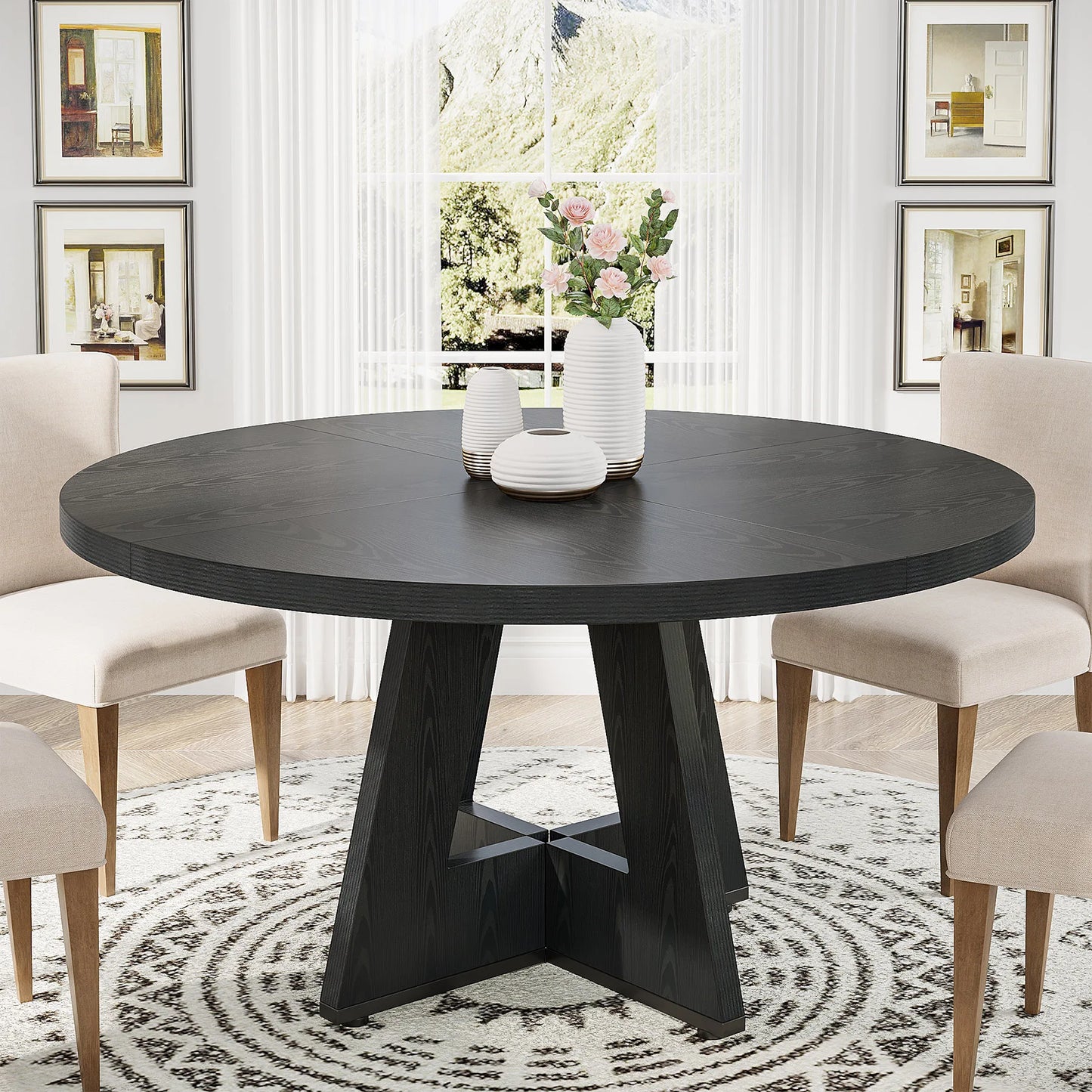 Tribesigns Round Dining Table for 4, 47" - Loft&Timber