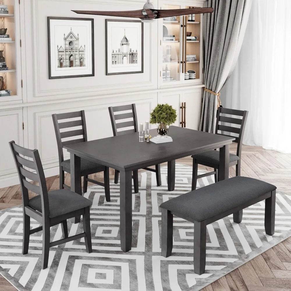 Wood 6-Piece Dining Table Set - Loft&Timber