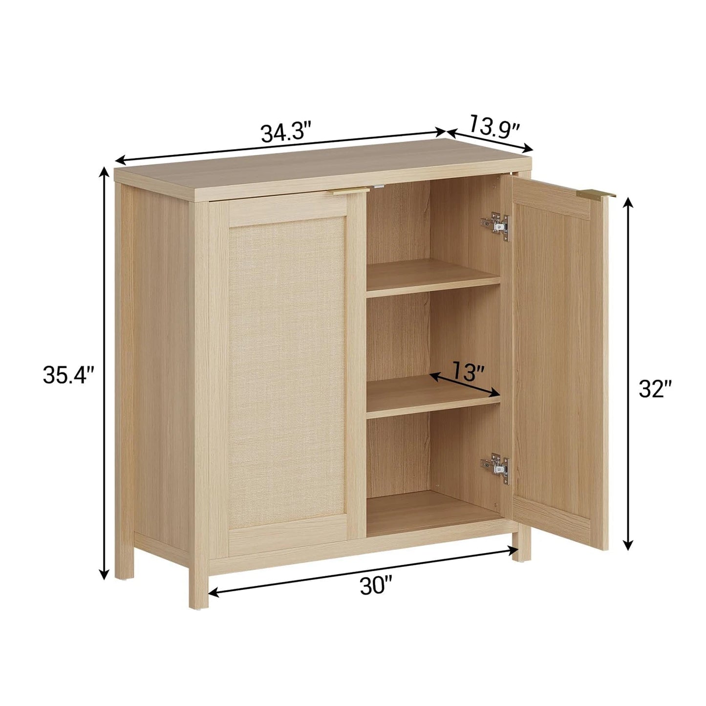 34" Rattan Sideboard Buffet Cabinet - Loft&Timber