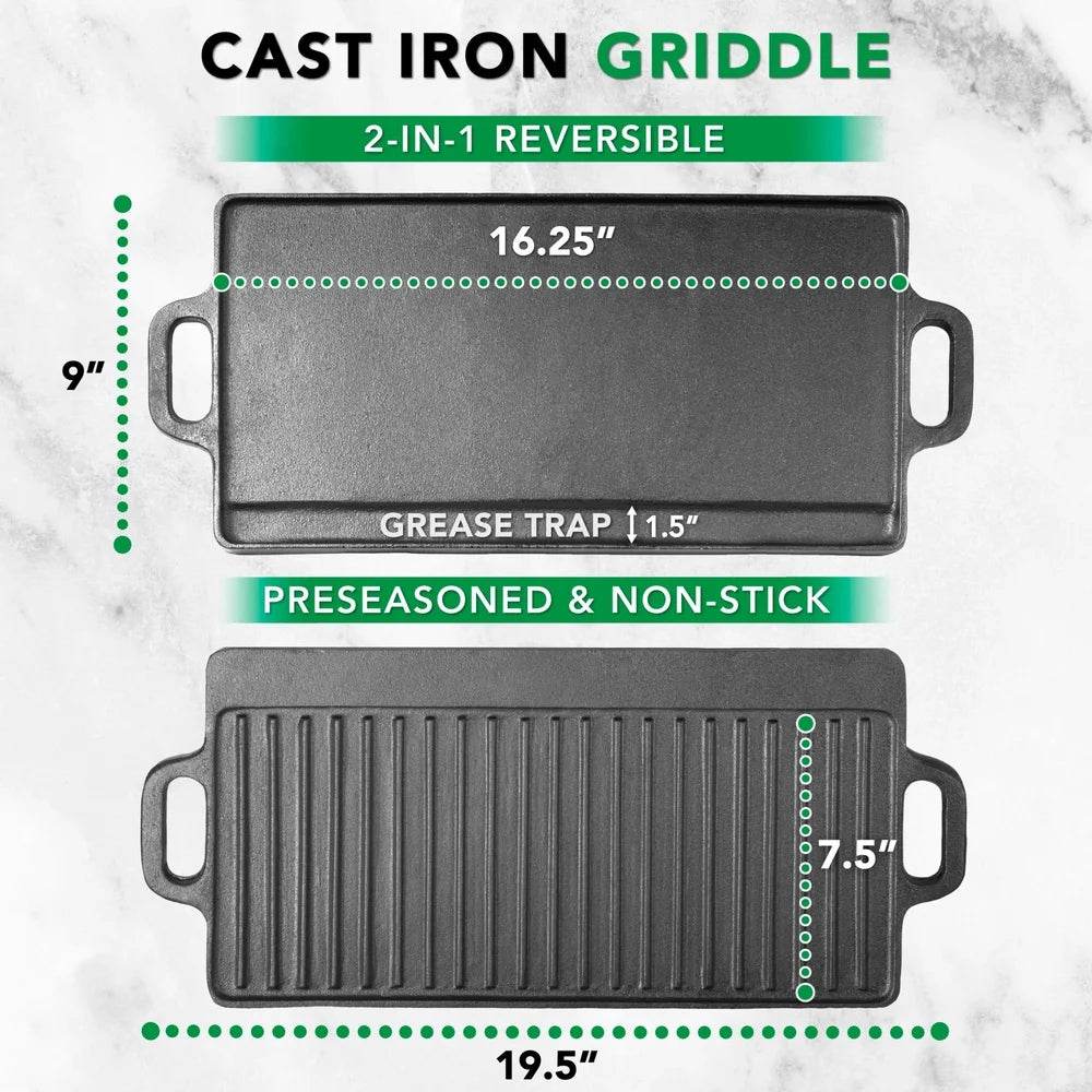 2-in-1 Reversible Cast Iron Griddle - Loft&Timber